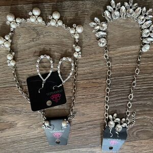 Paparazzi Silver and Cream Necklace Set